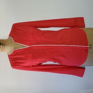 Jaclyn Smith Size M NEW Blouse Top Red Chiffon Rouched Long Sleeve Button Down